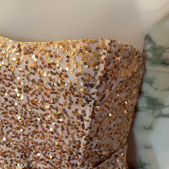 M Gold Sequin Bow Prom / Formal Dress Arden B - Picture 7 of 17